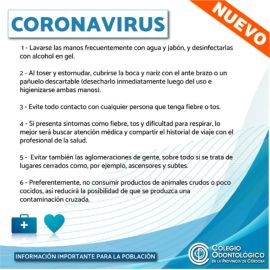 Recomendaciones sobre el Coronavirus