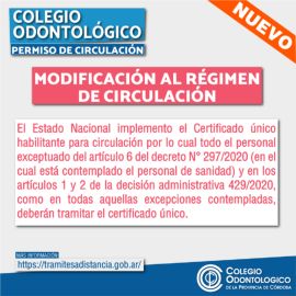 Modificación al Régimen de Circulación